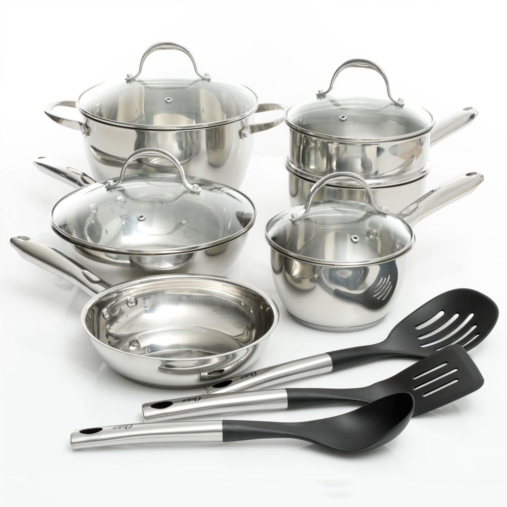 Oster Ridgewell 13-Piece Cookware Set, Silver