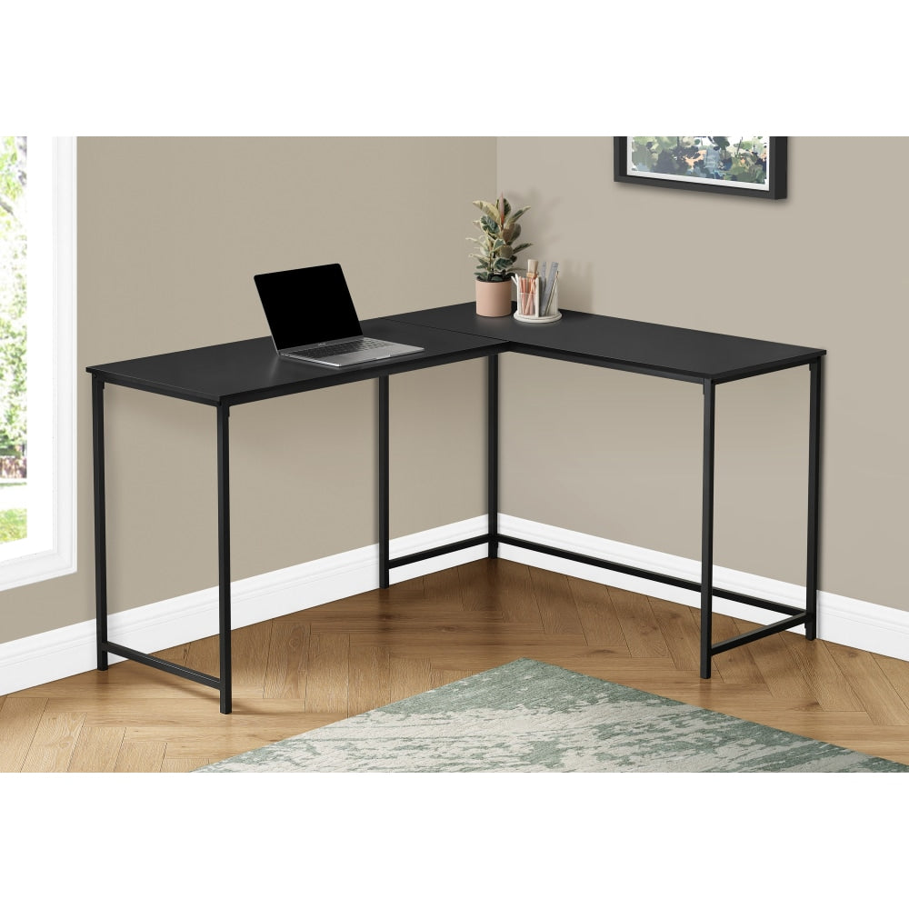 Monarch Specialties Barry 59inW Diamond L-Shaped Corner Desk, Black, I 7394