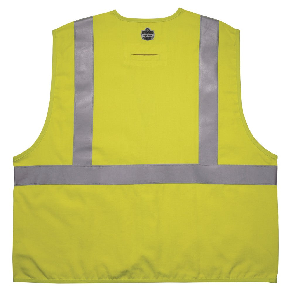 Ergodyne GloWear Flame-Resistant Hi-Vis Safety Vest, Class 2, Large/Extra-Large, Lime, 8261FRHL