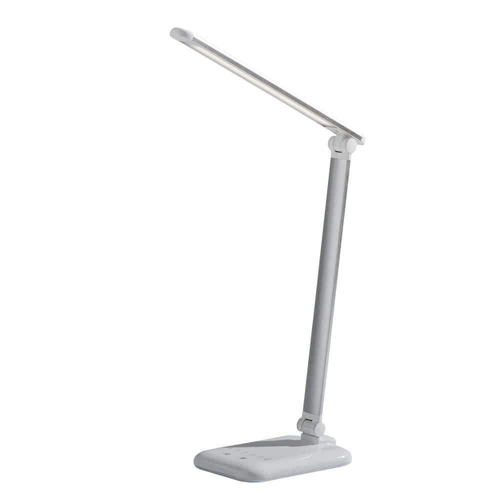 Adesso Simplee Lennox LED Desk Lamp with USB Port, 16-1/4inH, Matte Silver Shade/Glossy White Base