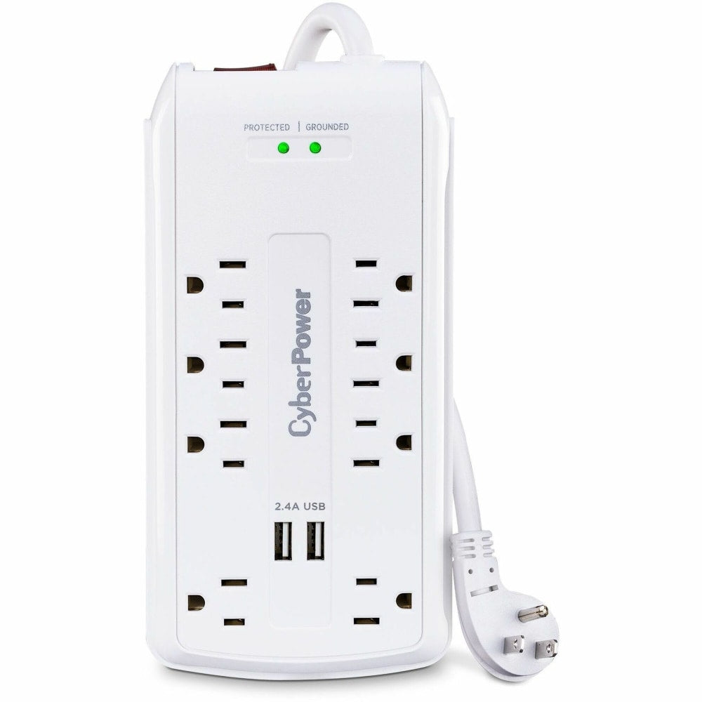 CyberPower Professional Series CSP806U - Surge protector - AC 125 V - output connectors: 8 - 6 ft cord - white