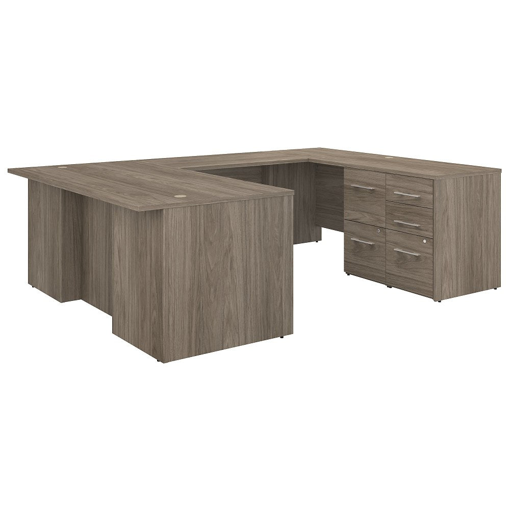 Bush Business Furniture Office 500 72inW U-Shaped Executive Corner Desk With Drawers, Modern Hickory, Standard Delivery