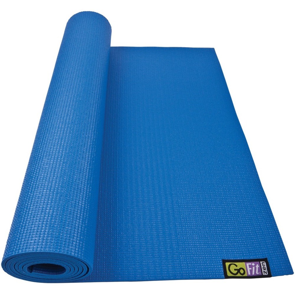 GoFit Double-Thick Yoga Mat With Yoga Posture Poster, 68inH x 24inW, Blue