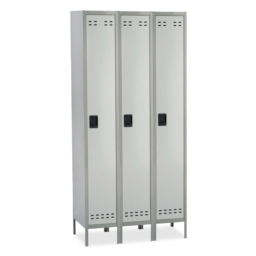 Safco Single-Tier Two-Tone 3-Column Locker With Legs, 78inH x 54inW x 12inD, Gray