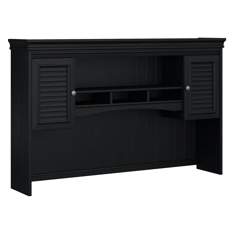 Bush Furniture Fairview 60inW L Shaped Desk Hutch, Antique Black/Hansen Cherry, Standard Delivery