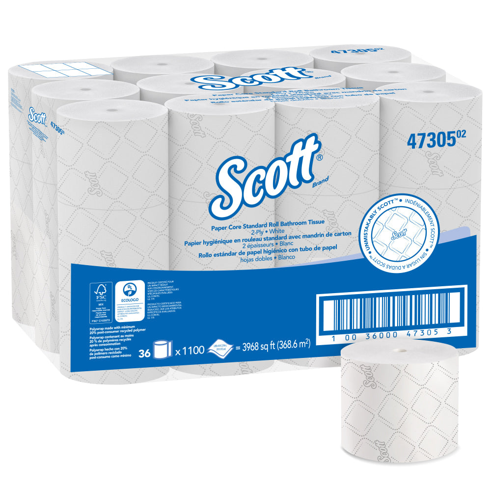 Scott Pro Small-Core High-Capacity 2-Ply Toilet Paper, 1100ft Per Roll, Pack Of 36 Rolls