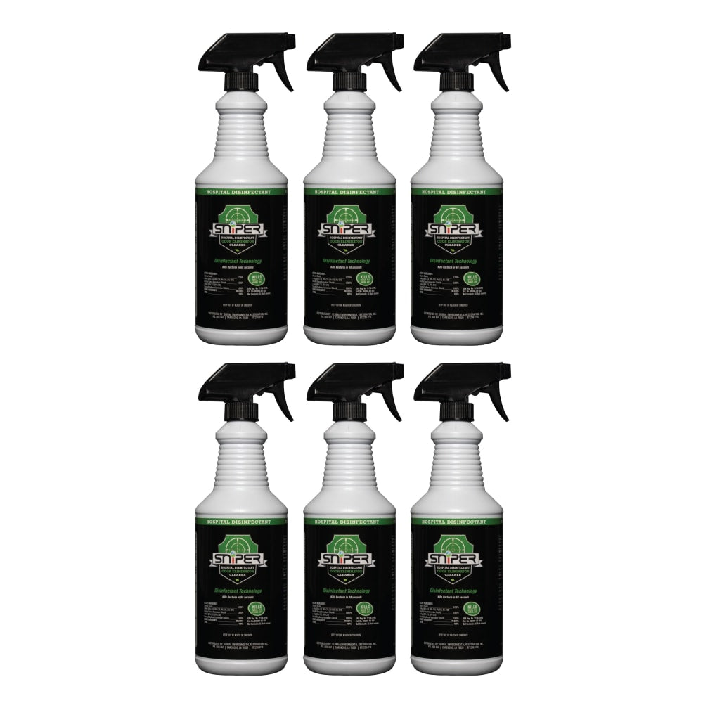 Sniper Hospital Disinfectant Odor Eliminator & All-Purpose Cleaner Spray, 32 Oz, Case Of 6 Bottles