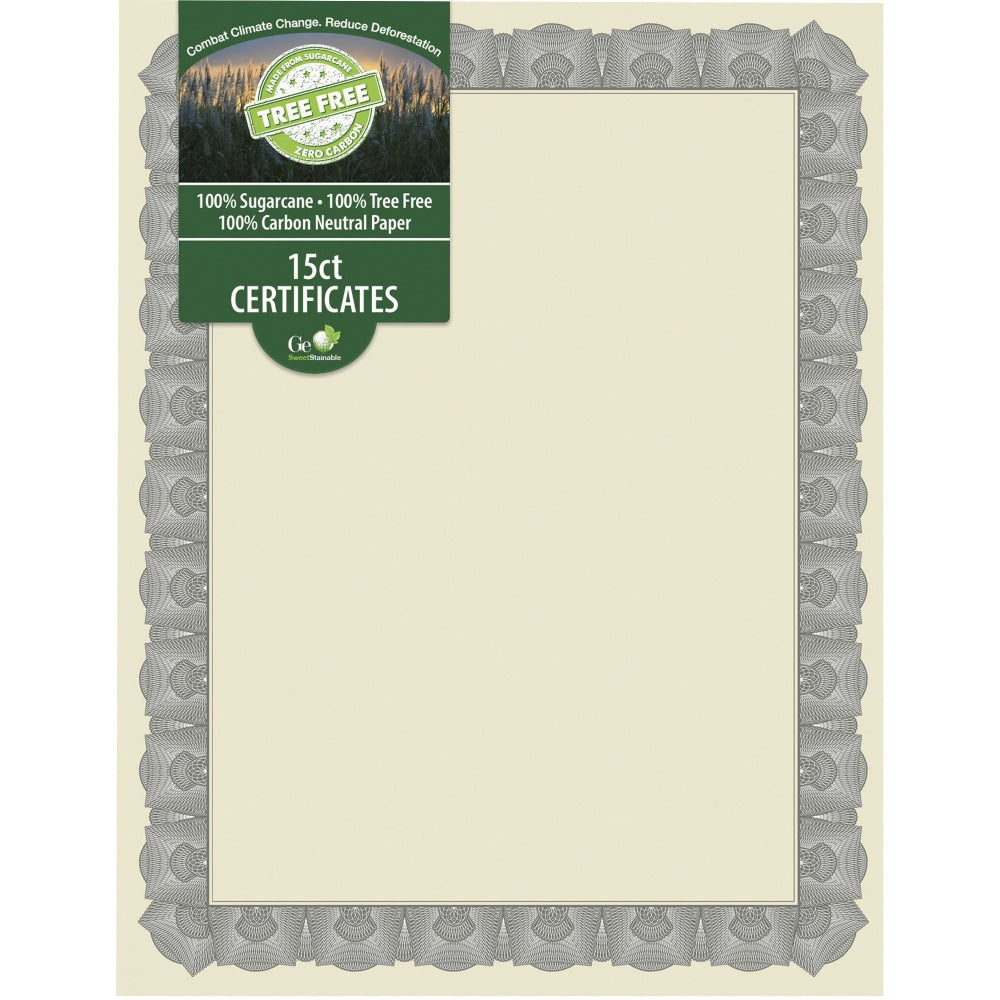 Geographics Tree Free Certificate - 8.5in - Multicolor with Silver Border - Sugarcane - 15 / Pack