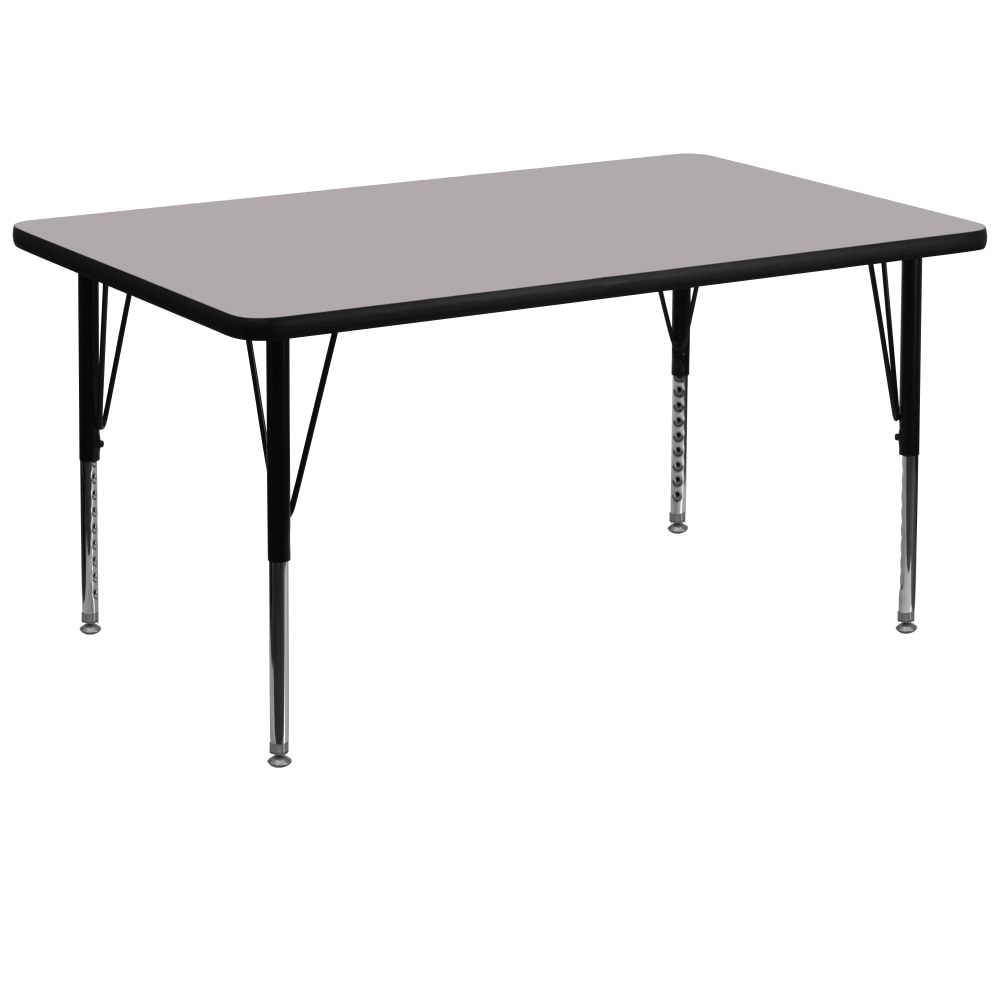 Flash Furniture Rectangular HP Laminate Activity Table With Height-Adjustable Short Legs, 25-1/4inH x 36inW x 72inD, Gray