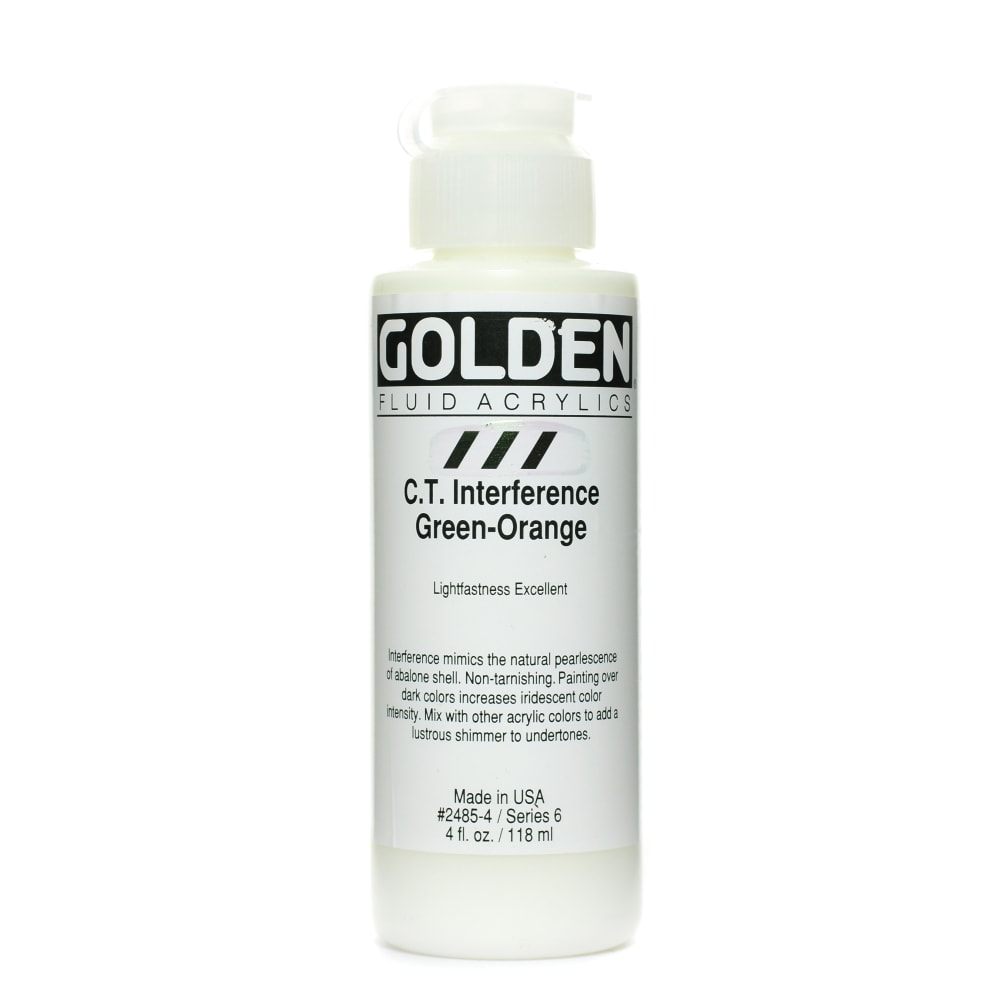 Golden Fluid Acrylic Paint, 4 Oz, Interference Green-Orange (CT)