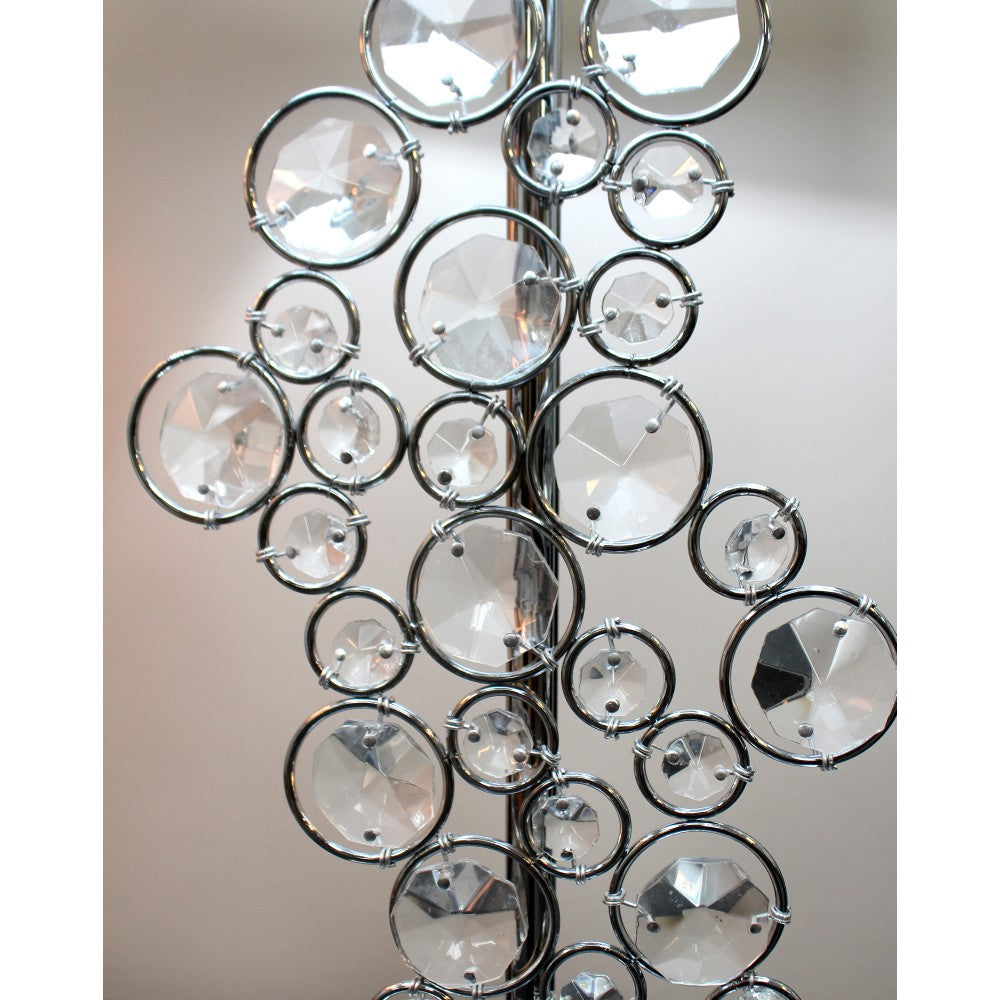 Elegant Designs Prismatic Crystal Sequin Table Lamp, 25inH, White Shade/Chrome Base