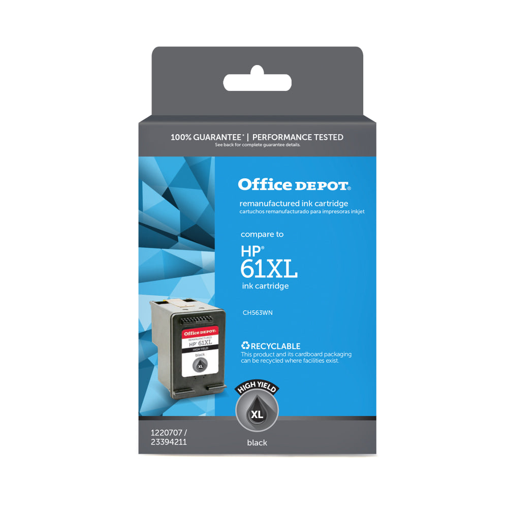 Office Depot Remanufactured Black High-Yield Ink Cartridge Replacement For HP 61XL, CH563WN, OM05850