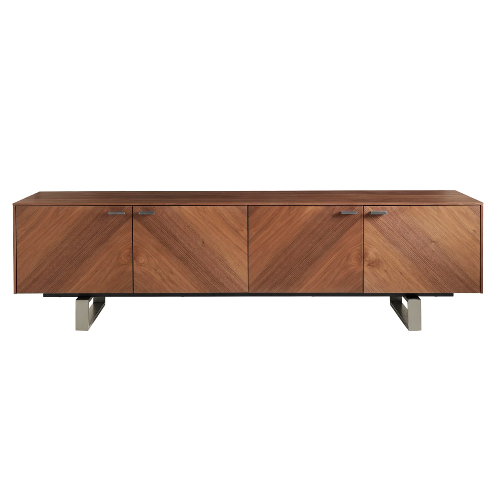 Eurostyle Alvarado Media Stand, 19-3/4inH x 70-7/8inW x 16-1/2inD, Walnut/Brushed Steel