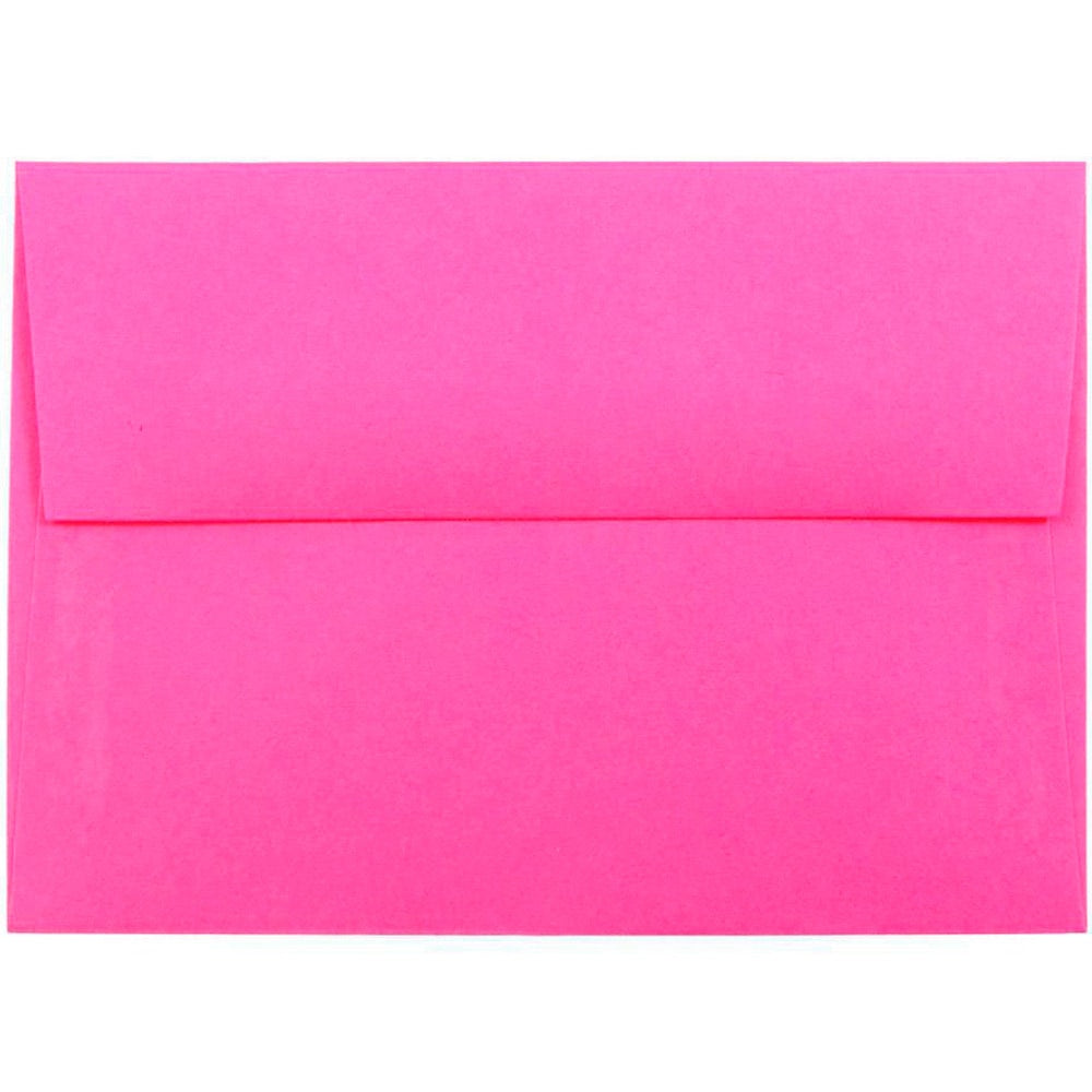 JAM Paper Stationery Set, 4 3/4in x 6 1/2in, Ultra Fuchsia/White, Set Of 25 Cards And Envelopes