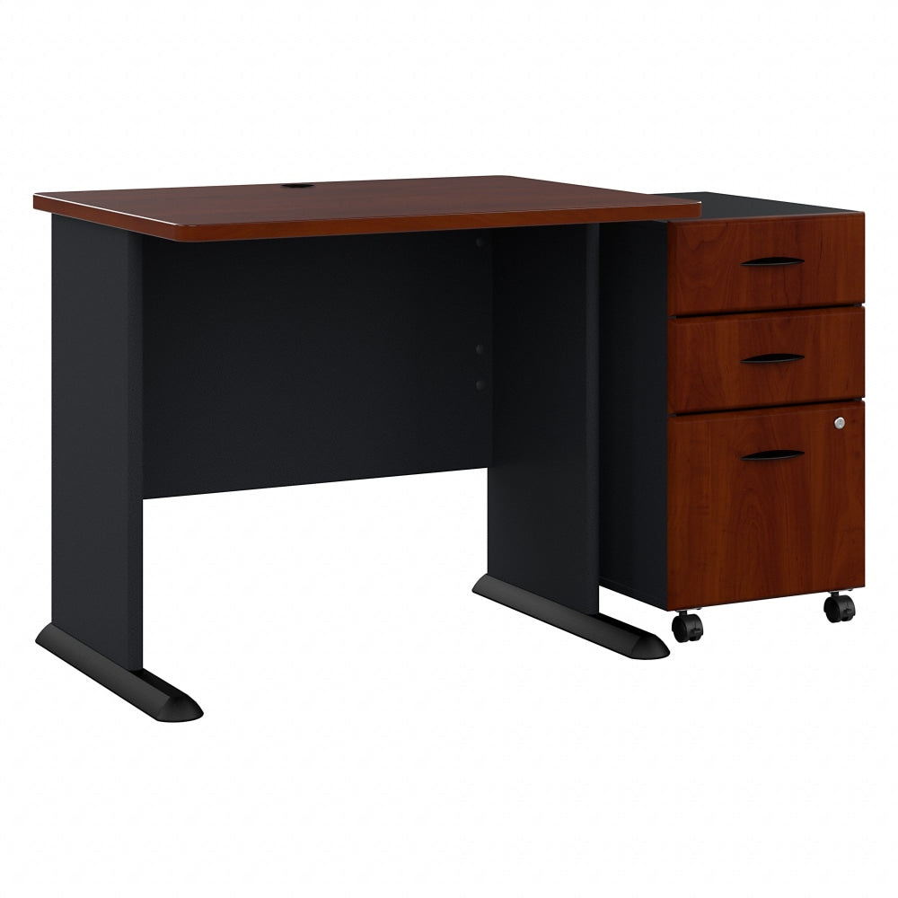 Bush Business Furniture Office Advantage 36inW Computer Desk With Mobile File Cabinet, Hansen Cherry/Galaxy, Standard Delivery