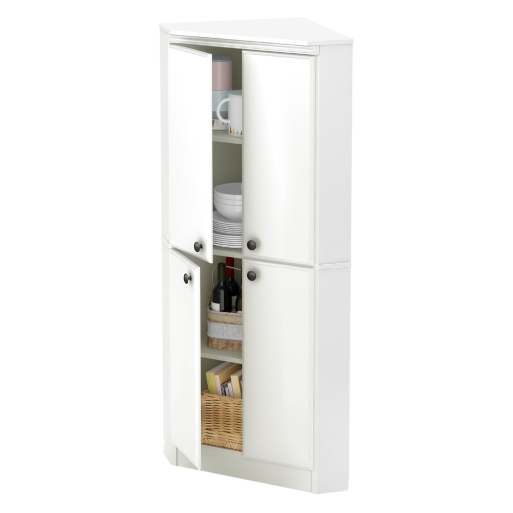 South Shore Morgan 4-Door Corner Armoire, 62-1/4inH x 28-3/4inW x 20-1/2inD, Pure White