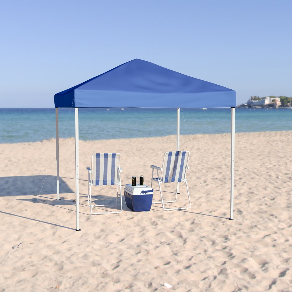 Flash Furniture Outdoor Pop-Up Event Canopy Tent With Carry Bag, 97-1/2inH x 94inW x 94inD, Blue