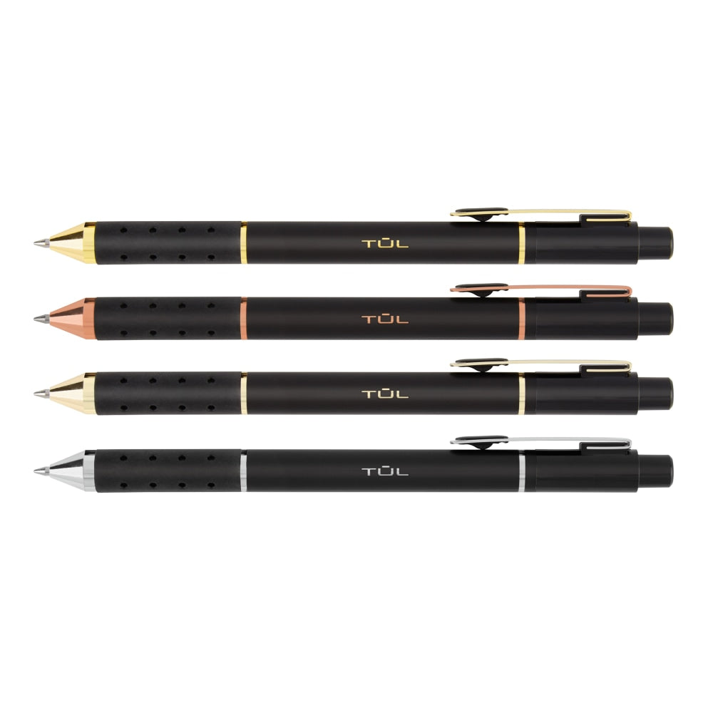 TUL BP Series Retractable Ballpoint Pens, Medium Point, 1.0 mm, Black Barrel, Black Ink, Pack Of 12 Pens