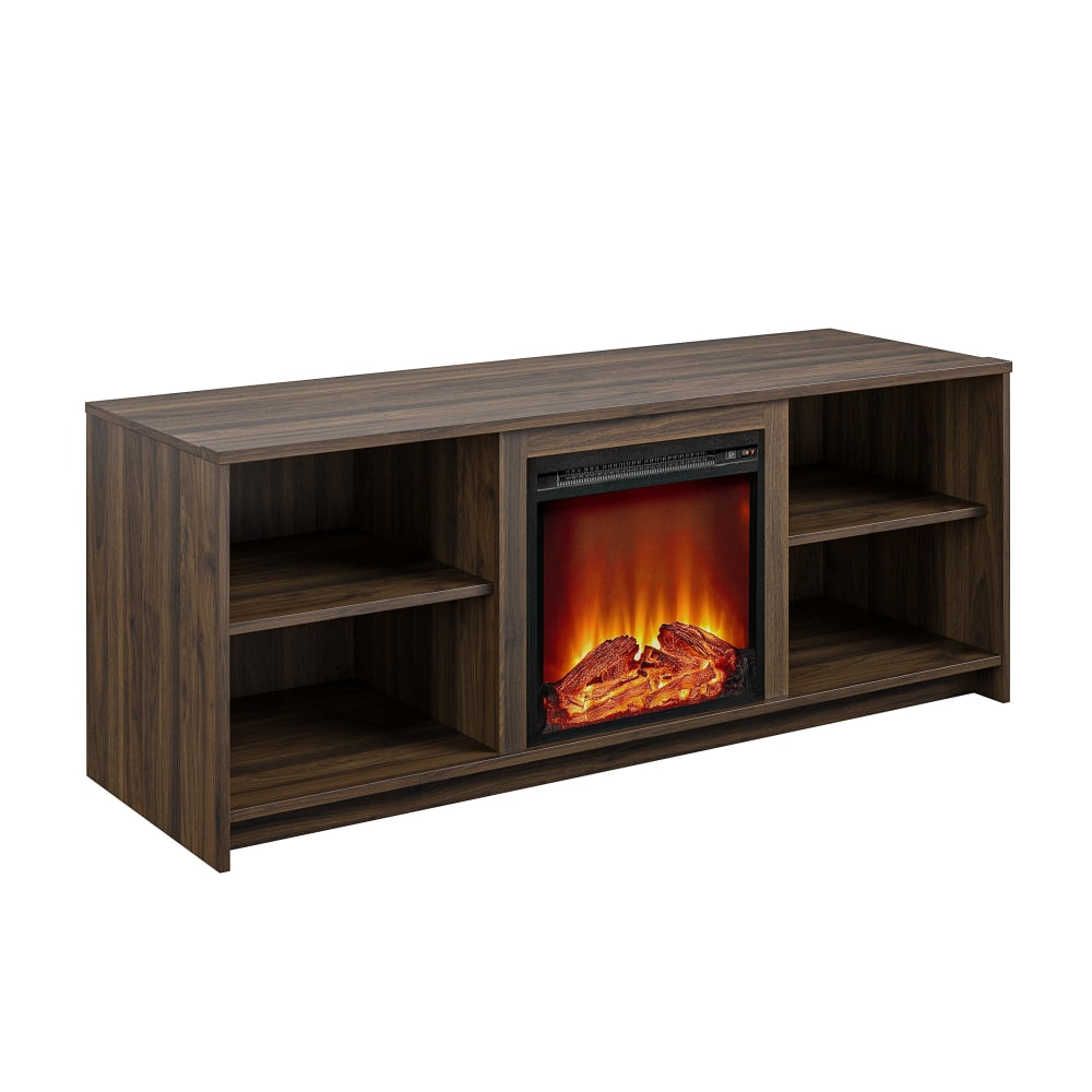 Ameriwood Home Cabrillo Fireplace TV Stand For TVs Up To 65in, 23-7/16inH x 59-3/4inW x 19-3/4inD, Walnut