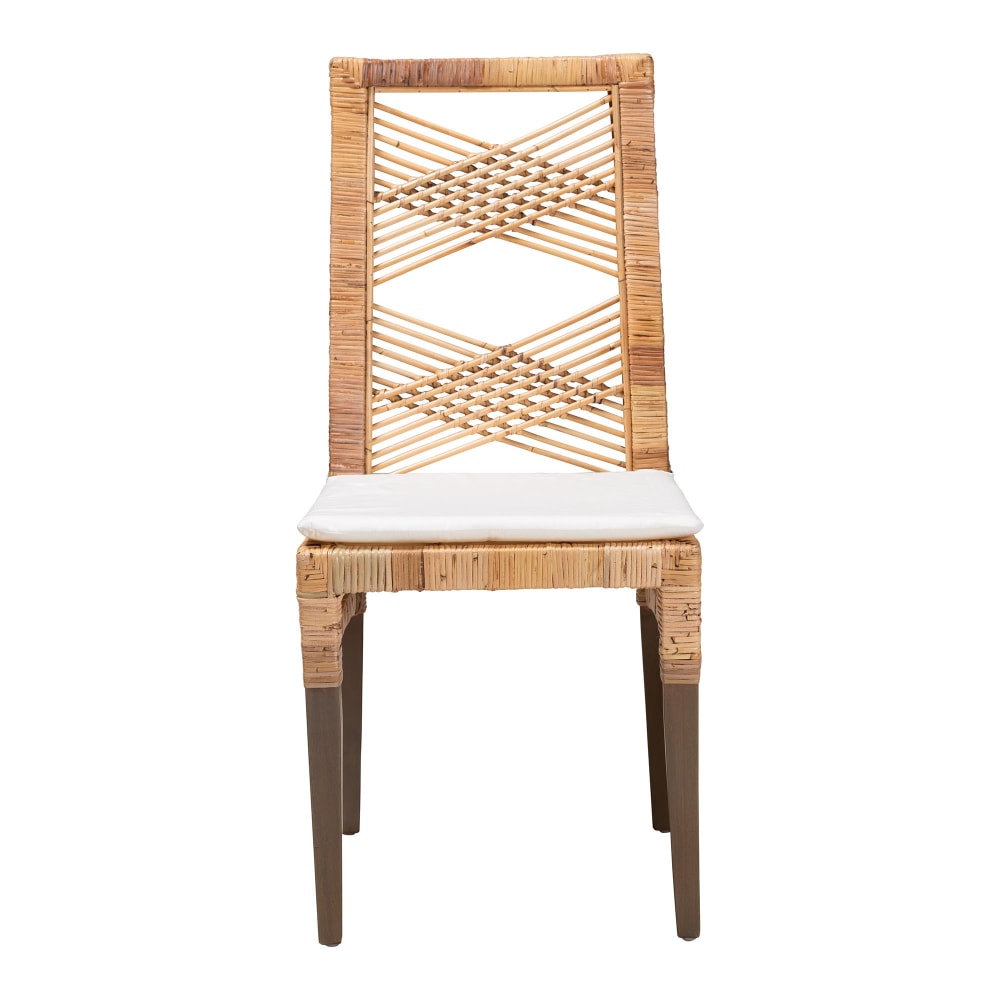 bali & pari Poltak Modern Bohemian Dining Chair, White/Natural Brown