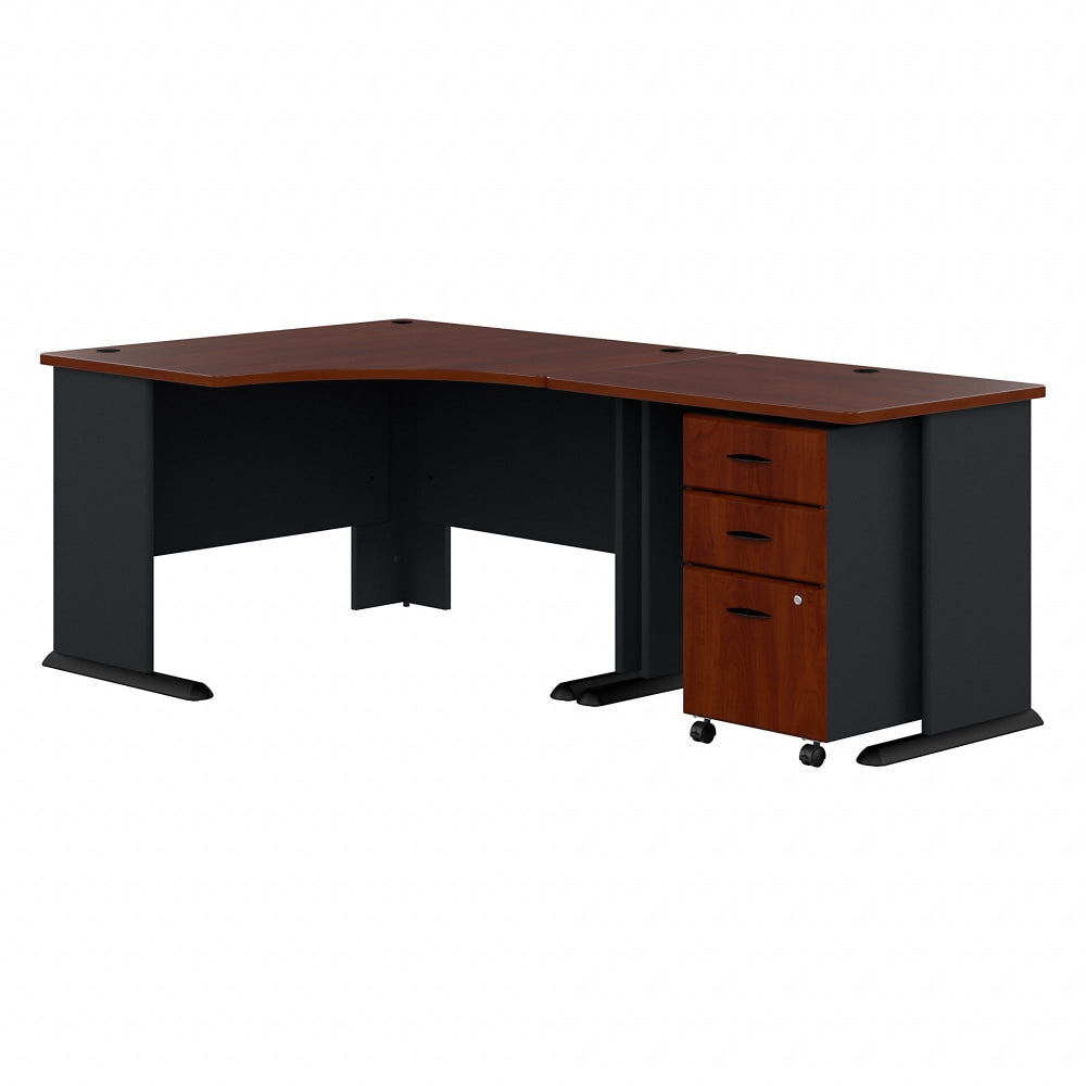 Bush Business Furniture Office Advantage 48inW Corner Desk With 36inW Return And Mobile File Cabinet, Hansen Cherry, Standard Delivery