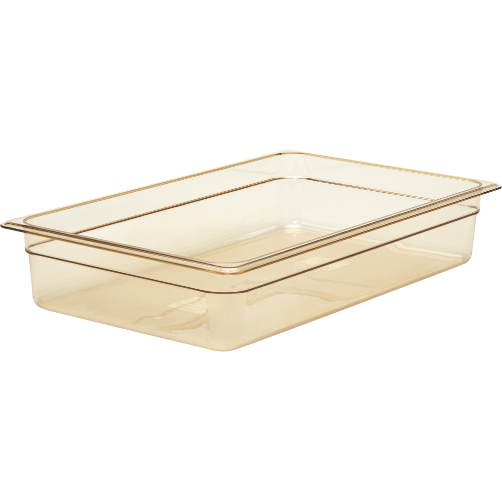 Cambro H-Pan High-Heat GN 1/1 Food Pan, 4inH x 12-3/4inW x 20-7/8inD, Amber, Pack Of 6 Pans