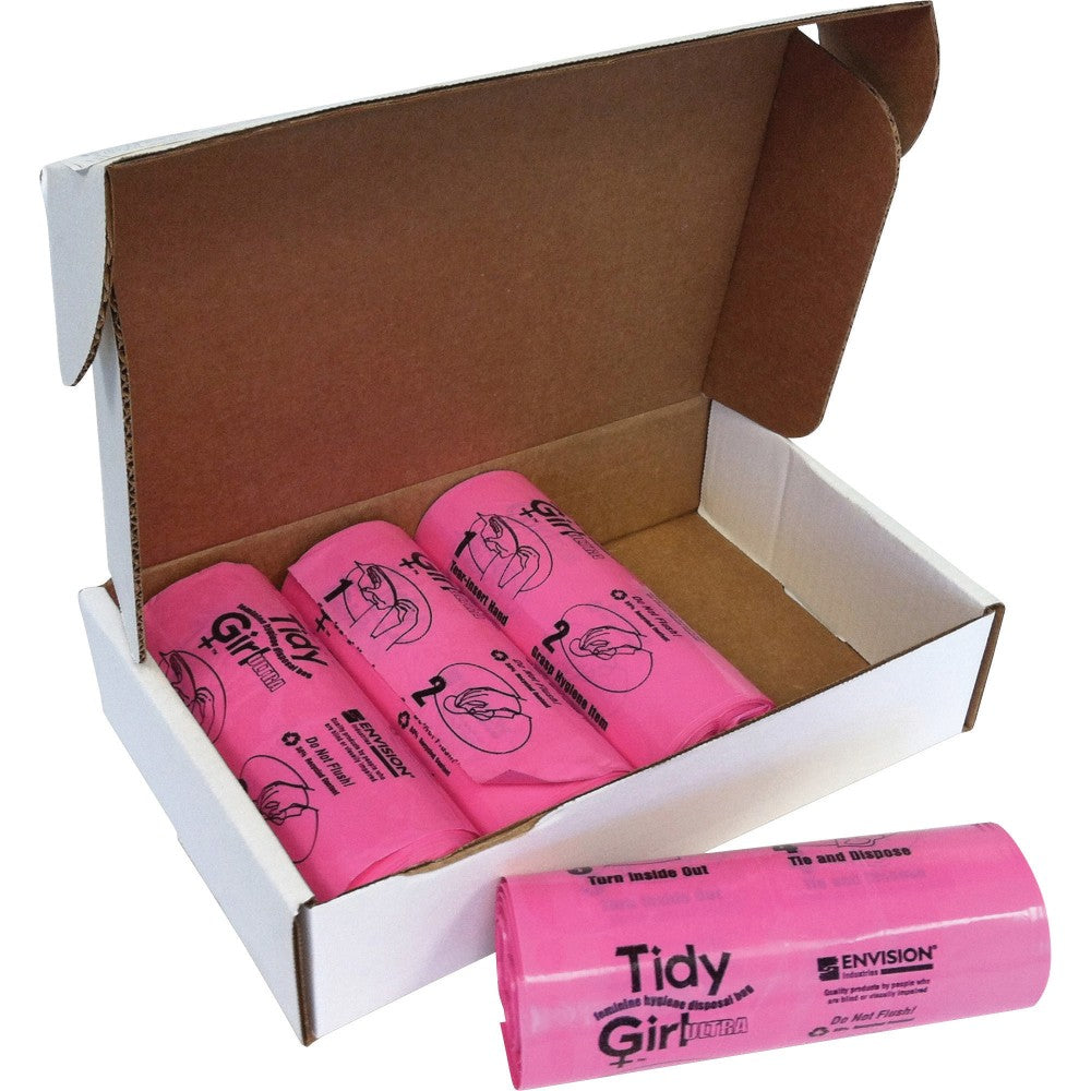 Stout Tidy Girl Feminine Hygiene Disposal Bags, Pink, Pack Of 600