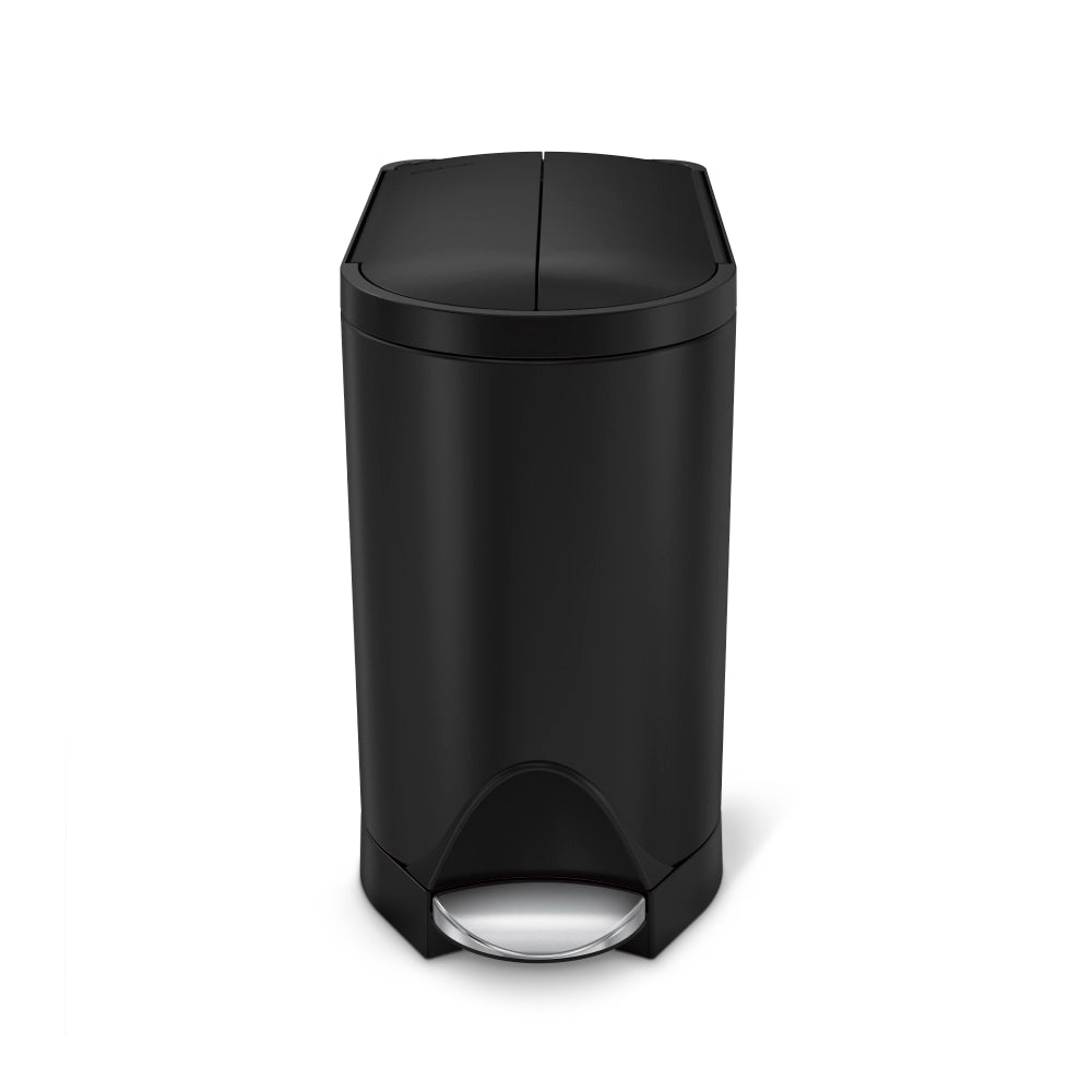 simplehuman Butterfly Step Stainless Steel Trash Can, 2.64 Gallons, 13-3/4inH x 7-3/4inW x 15-5/8inD, Matte Black