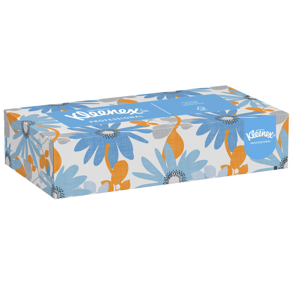 Kleenex 2-Ply Facial Tissues, FSC Certified, White, 125 Tissues Per Box, Case Of 48 Flat Boxes