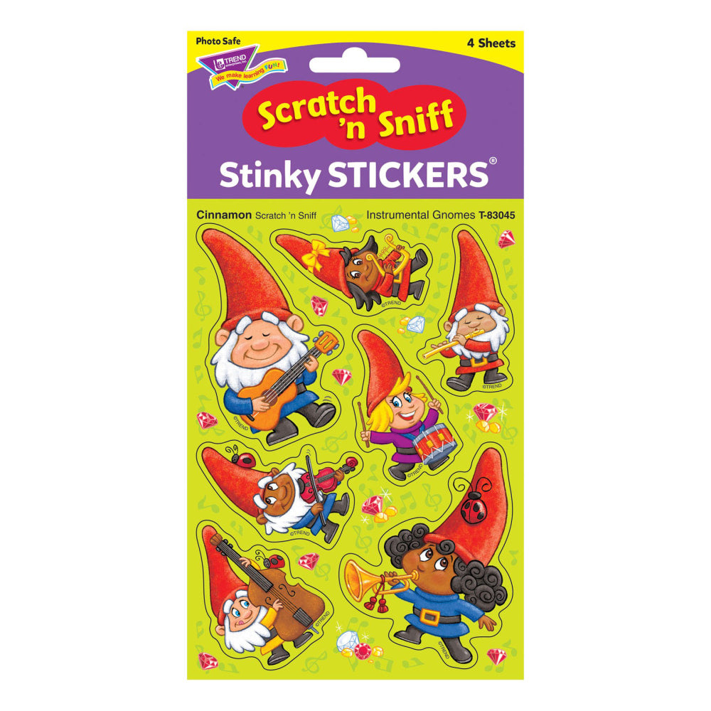 Trend Stinky Stickers, Instrumental Gnomes/Cinnamon, 28 Stickers Per Pack, Set Of 6 Packs