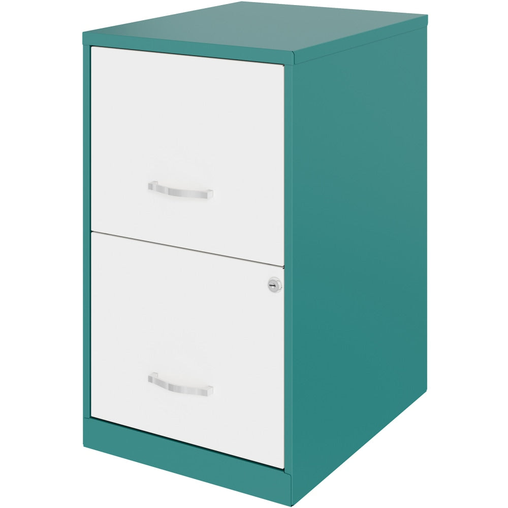 Realspace SOHO Smart 18inD Vertical 2-Drawer File Cabinet, Teal/White