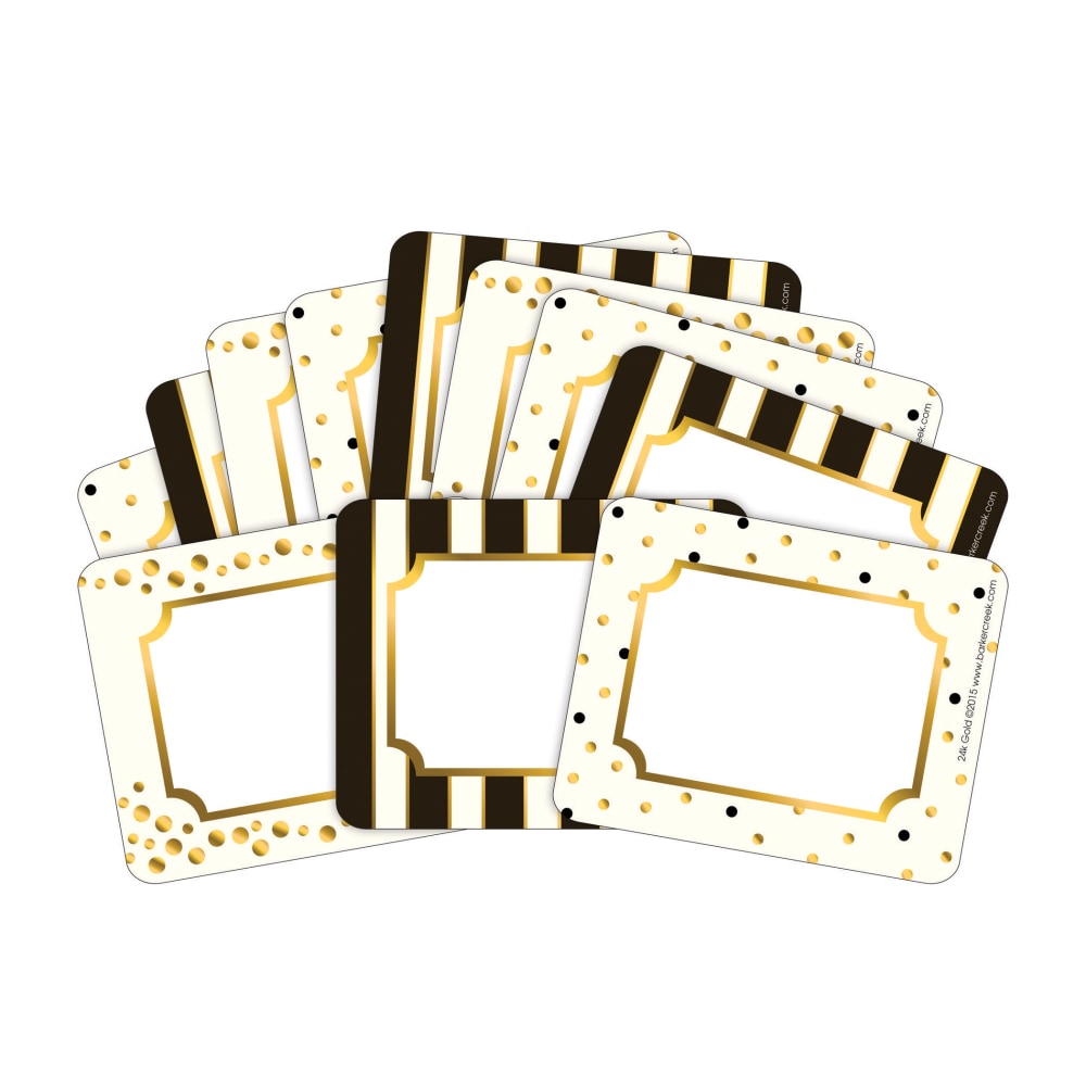 Barker Creek Name Tags, 2 -3/4" x 3 1/2", Gold, 45 Name Tags Per Pack, Case Of 2 Packs