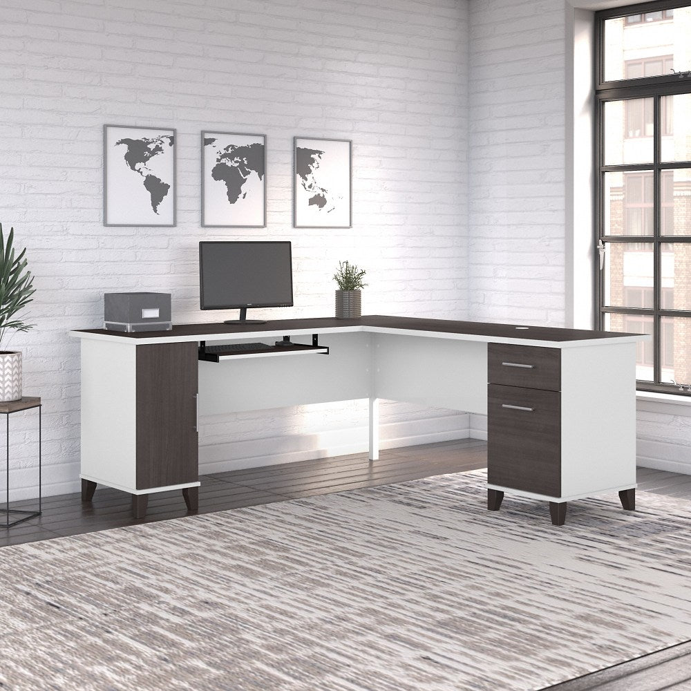 Bush Business Furniture Somerset 72inW L-Shaped Corner Desk With Storage, Storm Gray/White, Standard Delivery