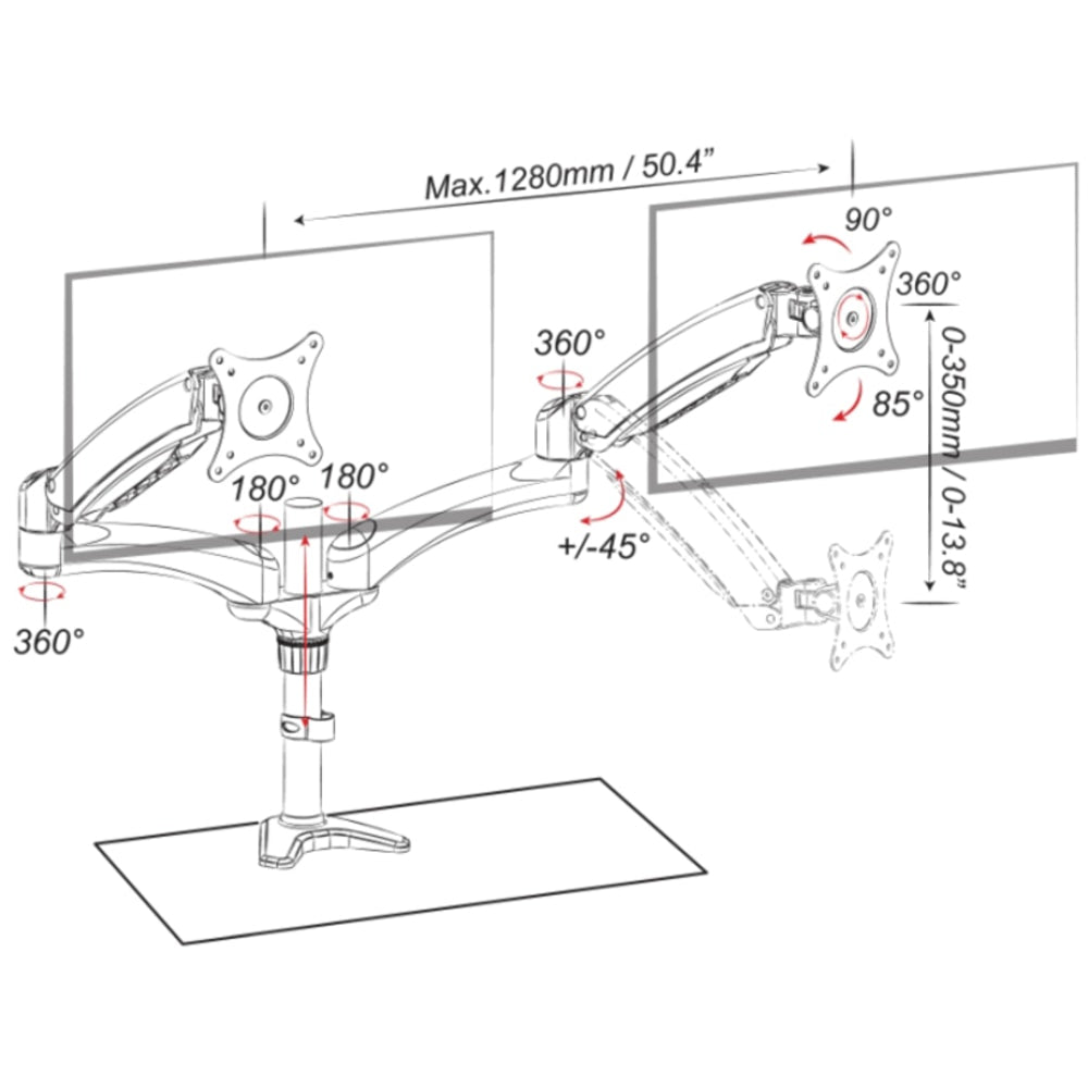 Amer Mounts Dual Monitor Mount with Articulating Arms - HYDRA 2 arm articulating monitor mount with desk clamp