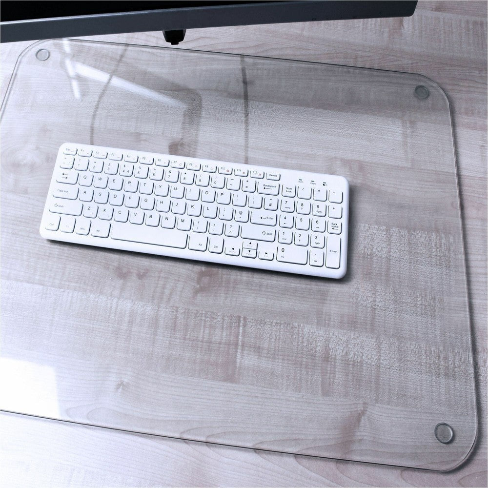 Desktex Glass Desk Pad - 19in x 24in - Clear Rectangular Glass Desk Pad - 24in L x 19in W x 0.2in D