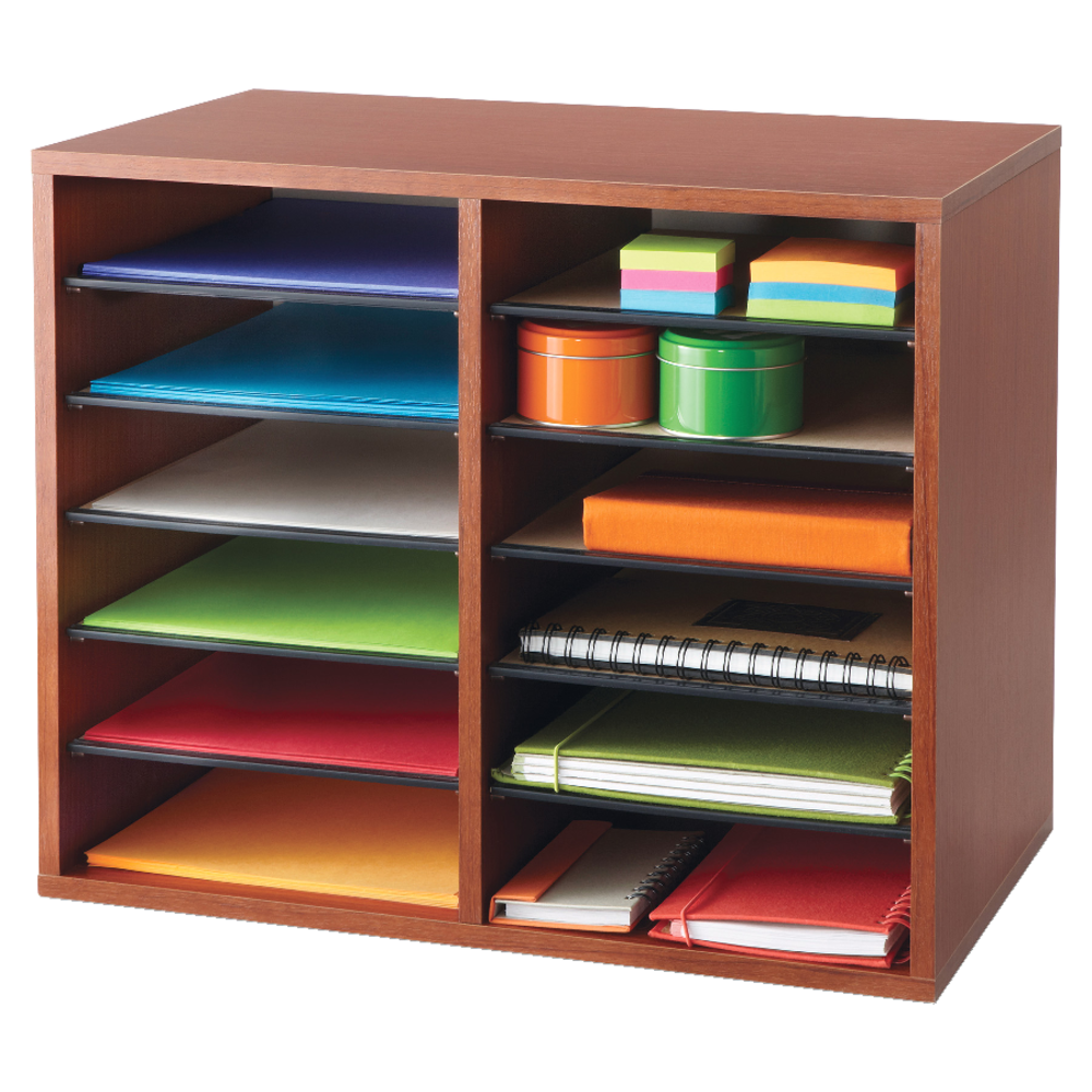 Safco Adjustable Literature Organizer, 9in x 11 1/2in x 2 3/8in, Cherry