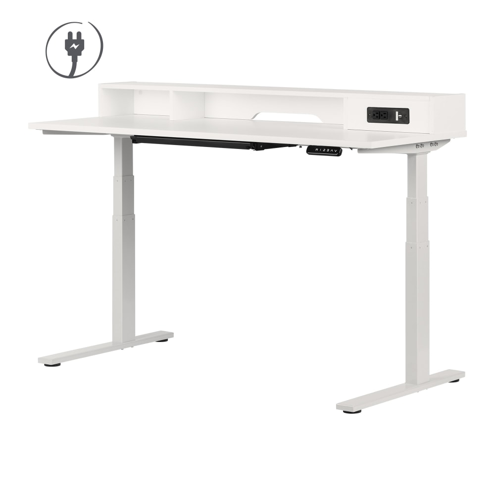 South Shore Majyta Electric 60inW Adjustable-Height Standing Desk, Pure White