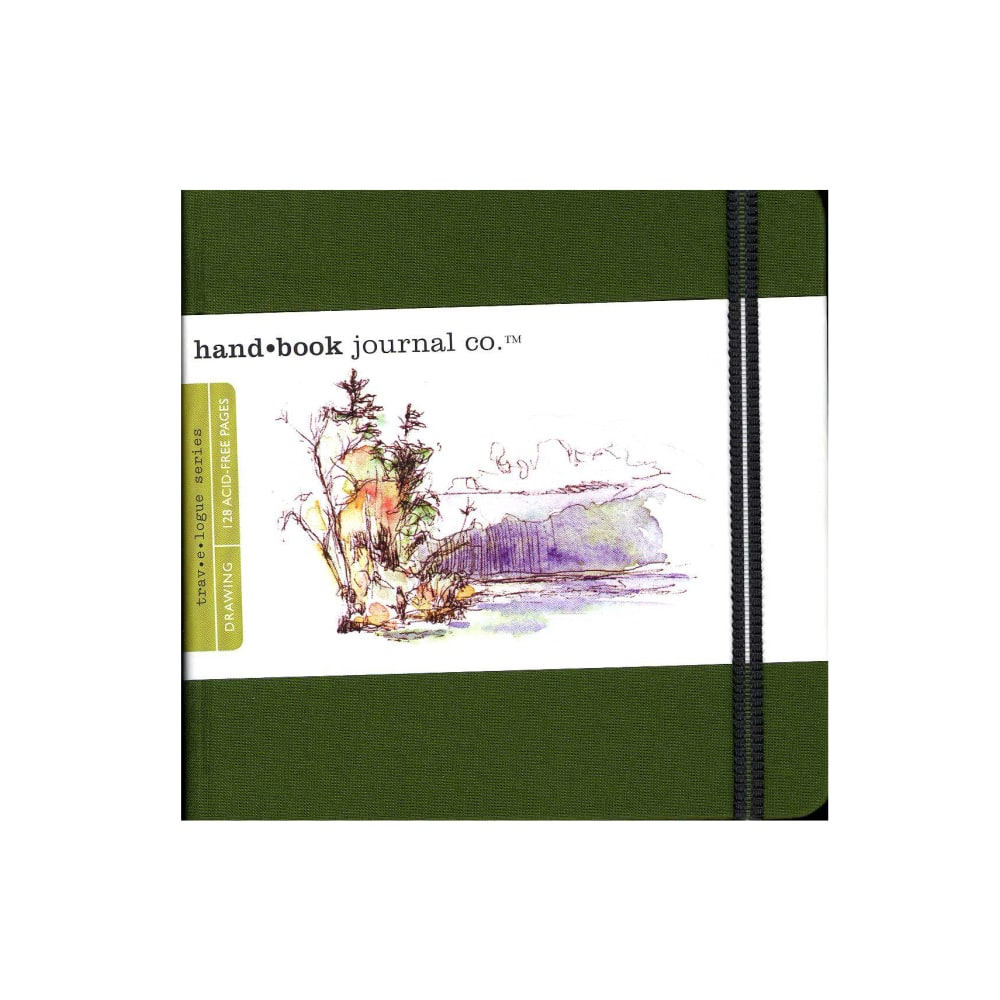 Hand Book Journal Co. Travelogue Drawing Journals, Square, 5 1/2in x 5 1/2in, 128 Pages, Cadmium Green, Pack Of 2