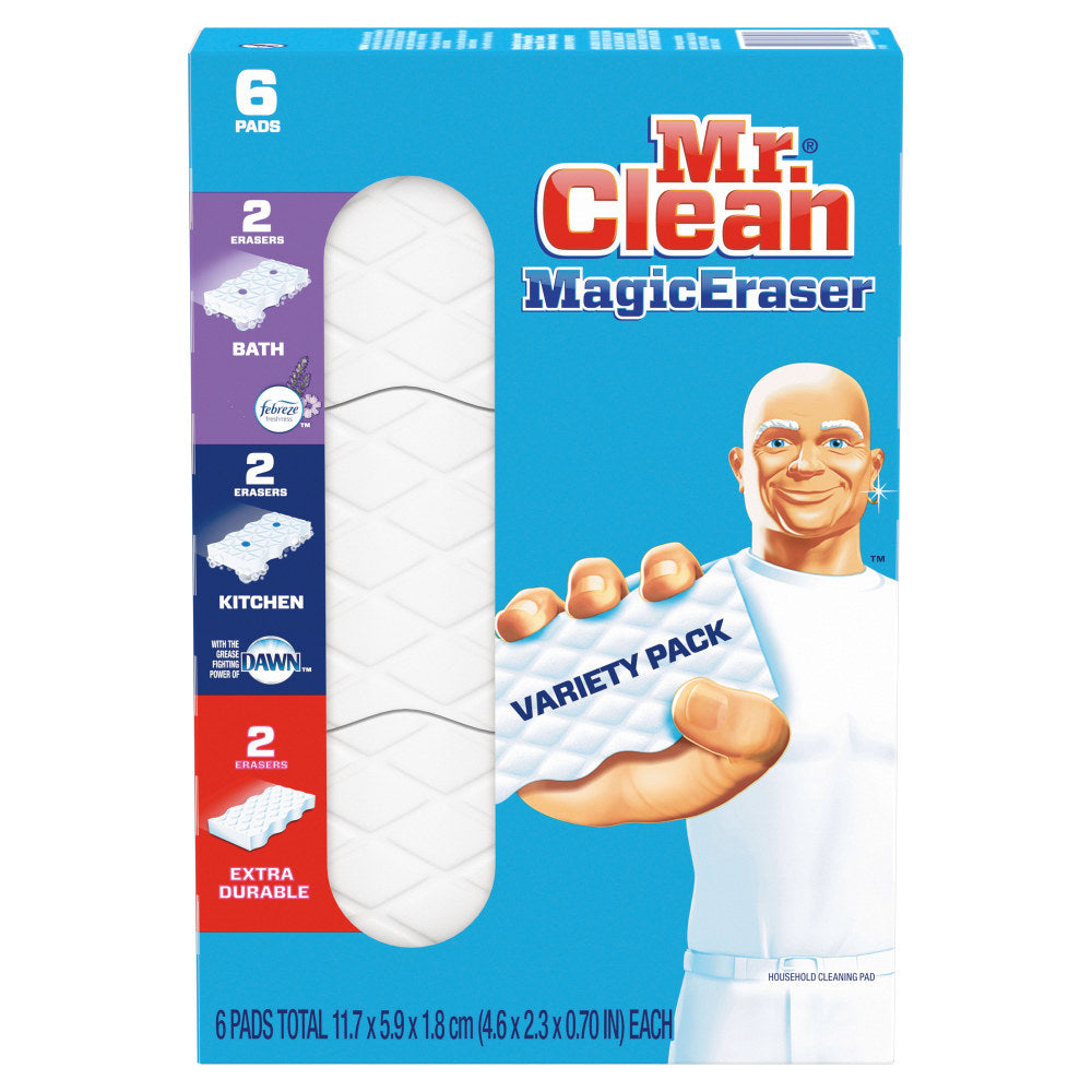 Mr. Clean Magic Eraser Cleaning Pads Variety Packs, 6 Pads Per Pack, Set Of 2 Packs