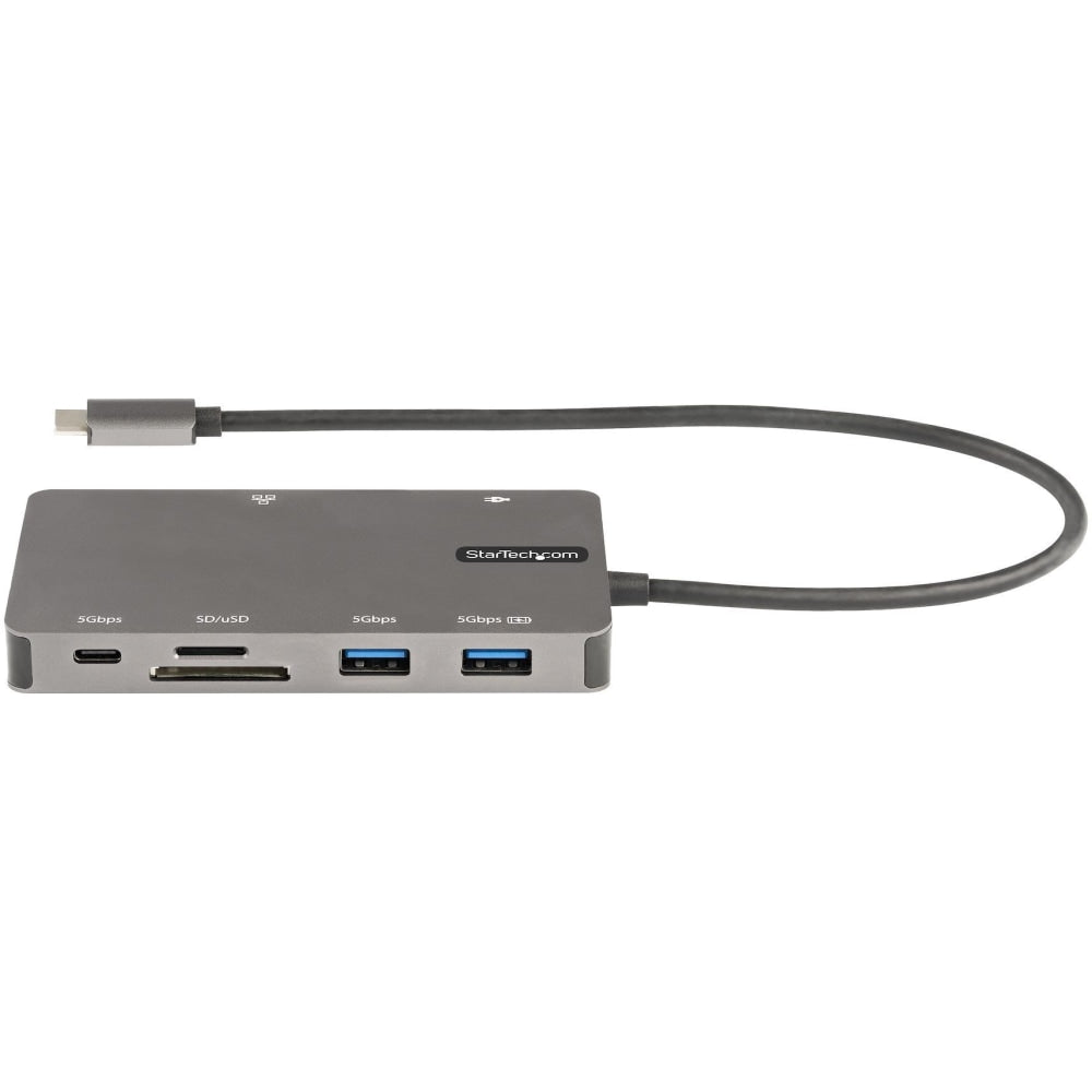 StarTech.com Docking Station - for Notebook/Tablet/Monitor - Yes - SD, microSD - 100 W - USB 3.1 (Gen 1) Type C - 1 Displays Supported - 4K - Space Gray - Wired - Gigabit Ethernet - Windows, macOS, Chrome OS - Portable