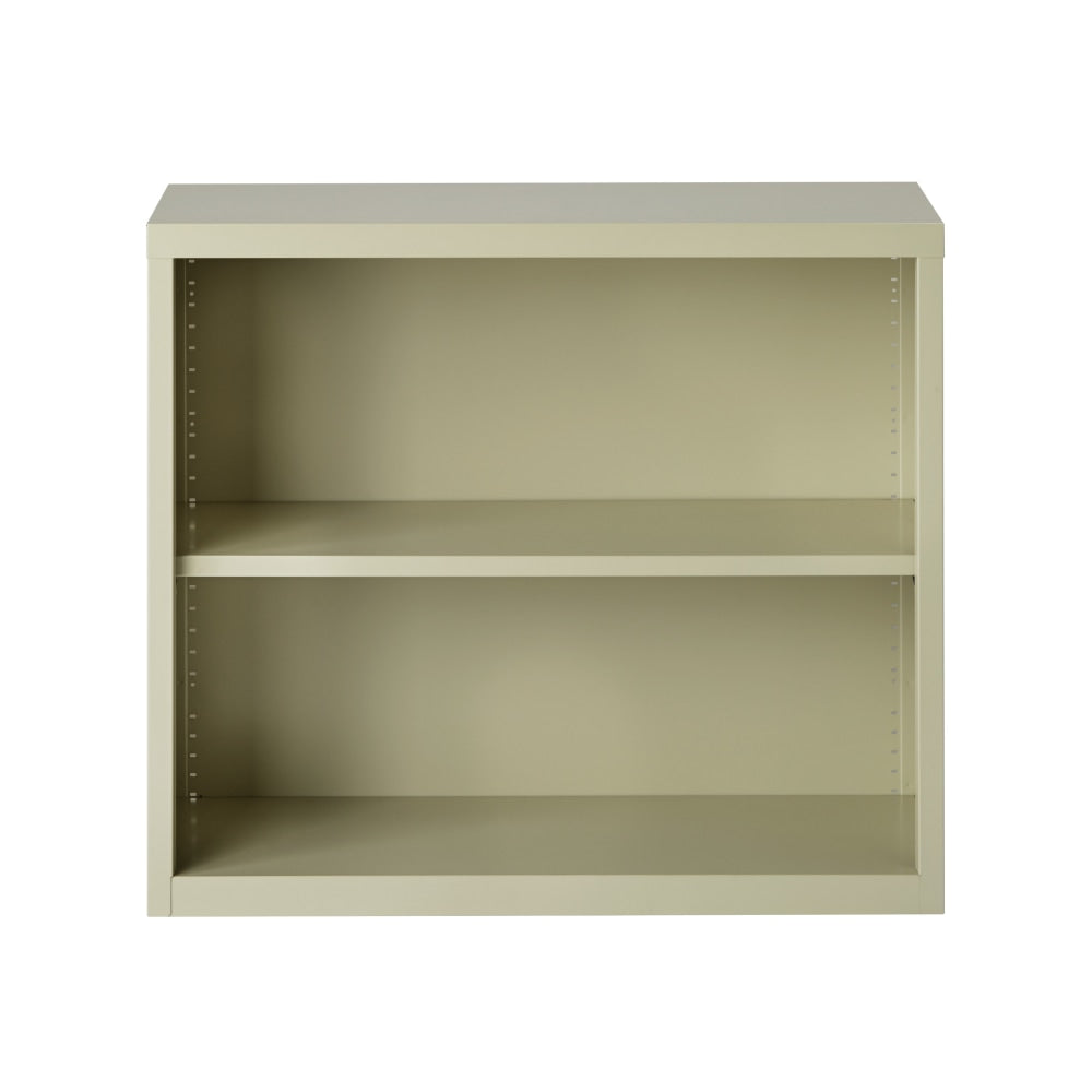 Hirsh 30inH 2-Shelf Metal Bookcase, Putty