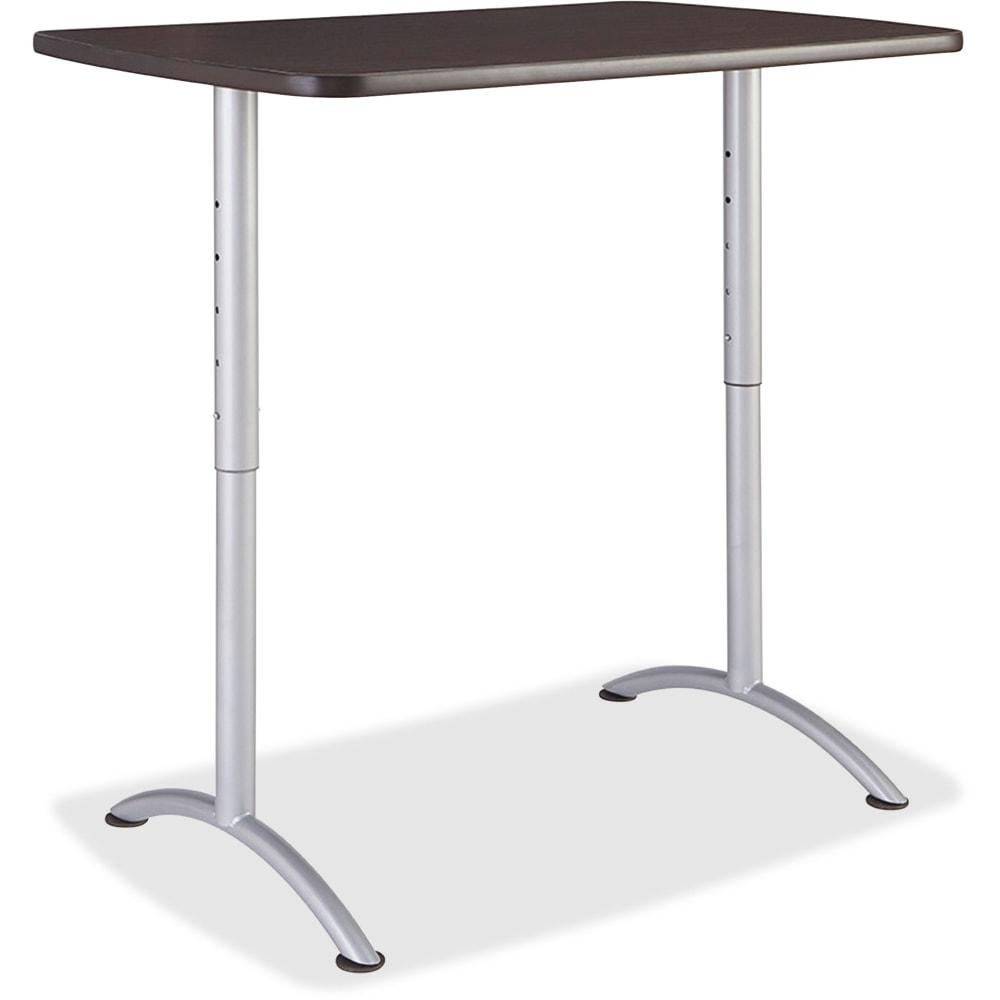 Iceberg Walnut Top Sit-to-Stand Table, Gray Walnut/Silver Gray