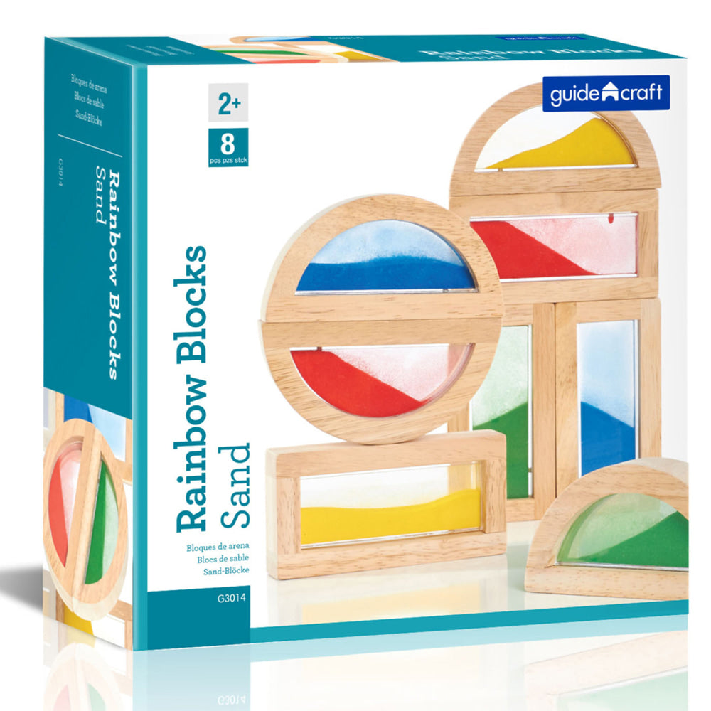 Guidecraft USA 8-Piece Rainbow Block Set, Sand, Pre-K - Grade 3