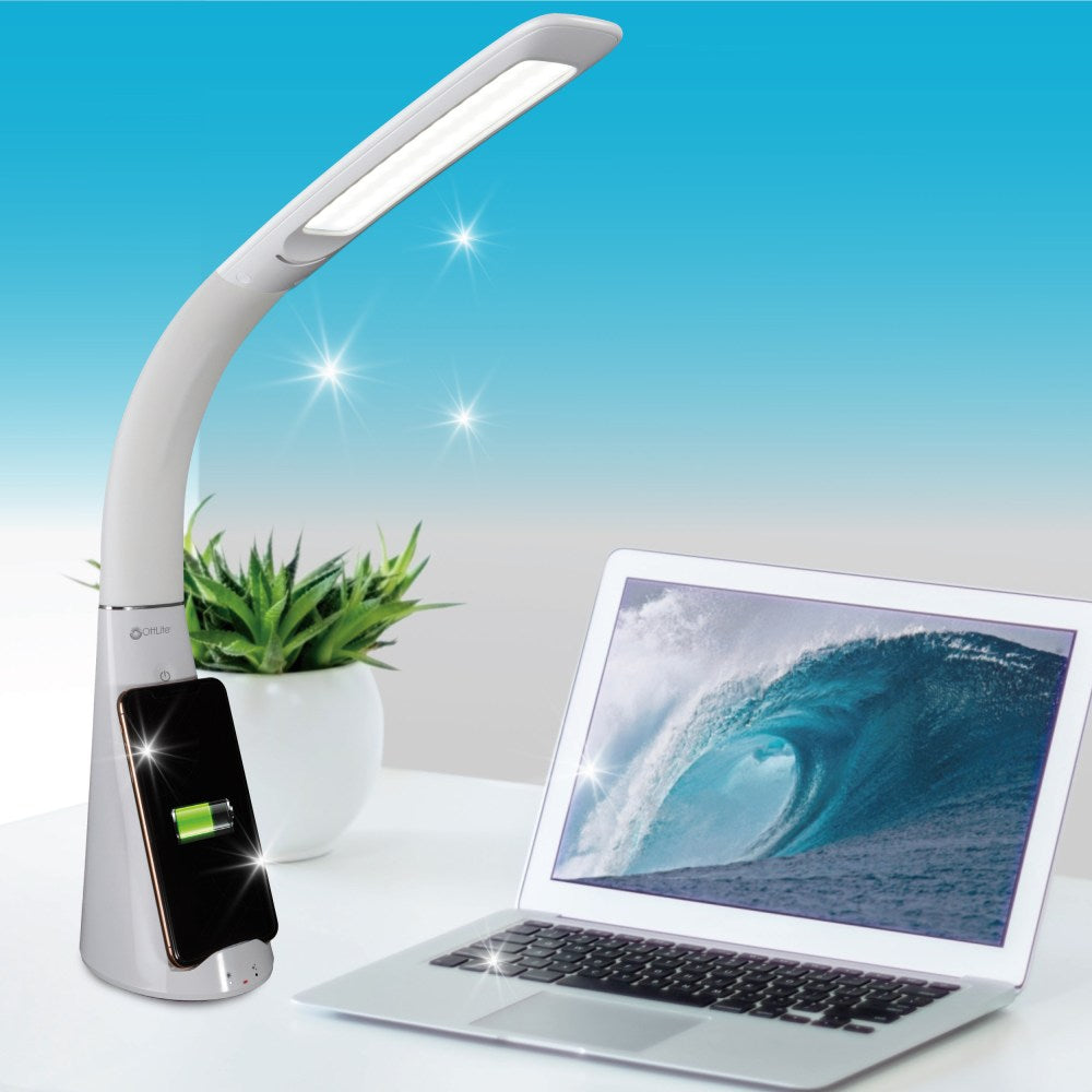 OttLite Wellness Series Purify LED Sanitizing Desk Lamp With Wireless Charging