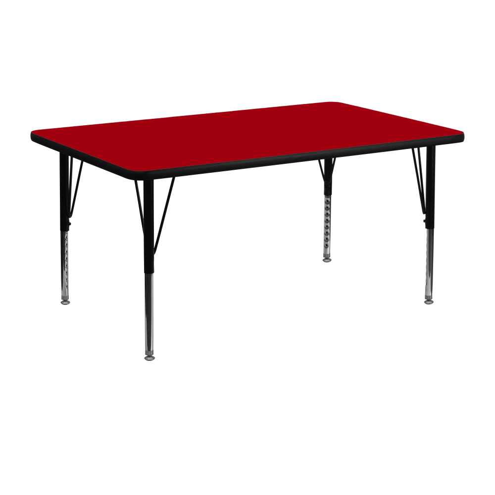 Flash Furniture 48in Rectangular Thermal Laminate Activity Table With Short Height-Adjustable Legs, Red