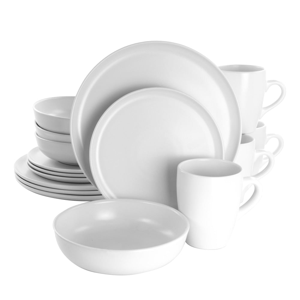 Gibson Elite Serenade 16-Piece Round Stoneware Dinnerware Set, White