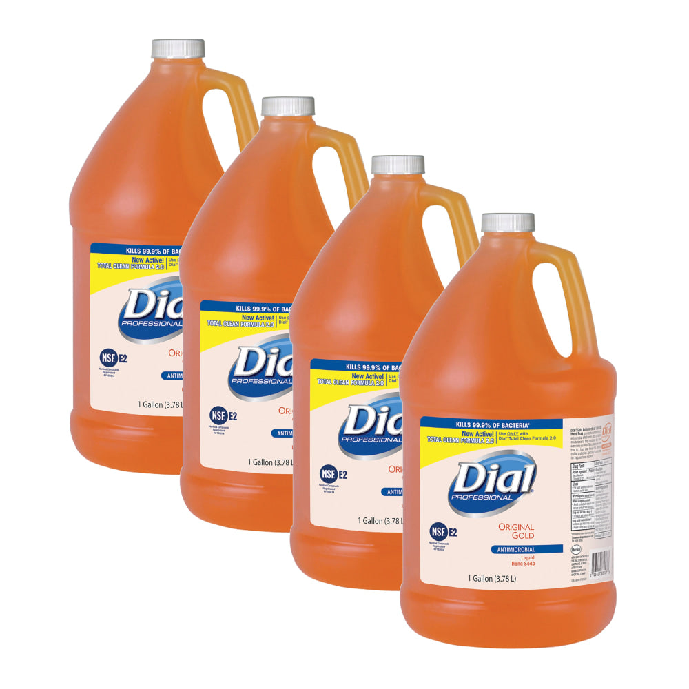 Dial Original Gold Antibacterial Liquid Hand Soap, 128 Oz, Carton Of 4 Bottles