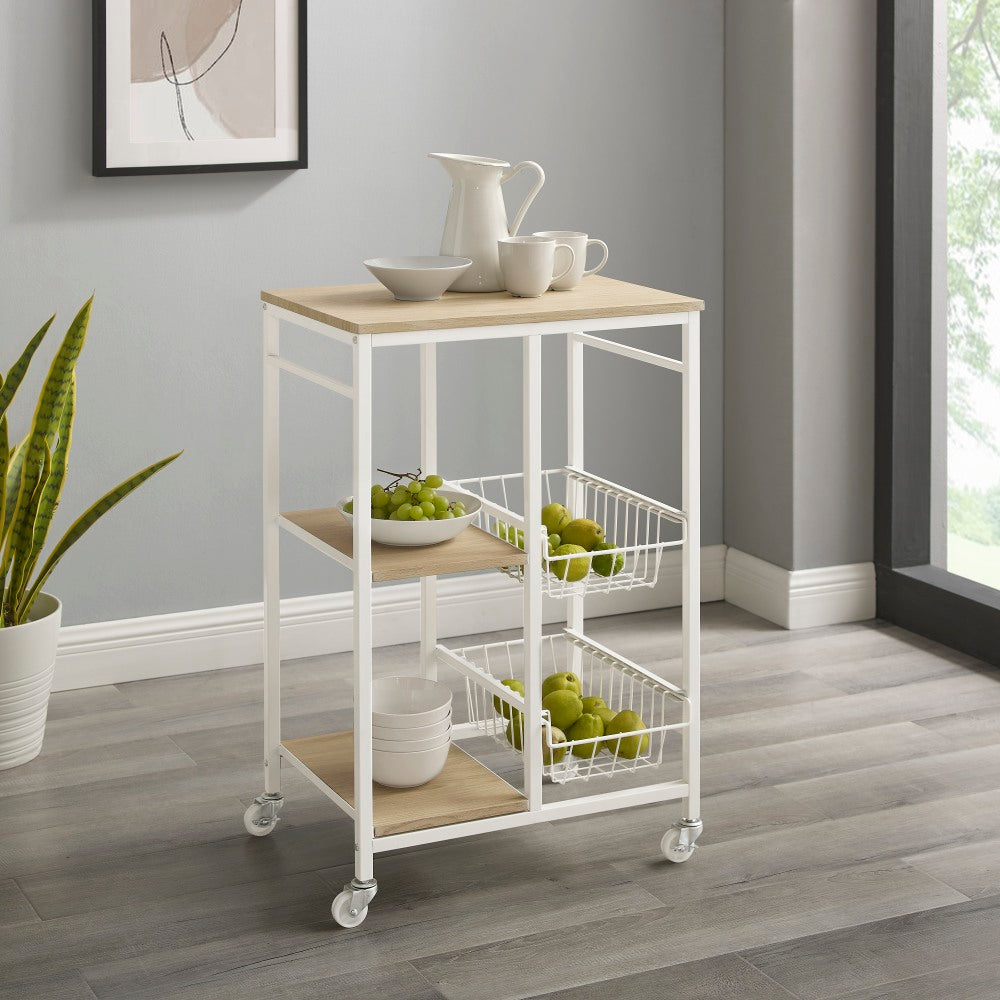 Linon Tormey Small Kitchen Cart, 34-1/2inH x 22inW x 16inD, White