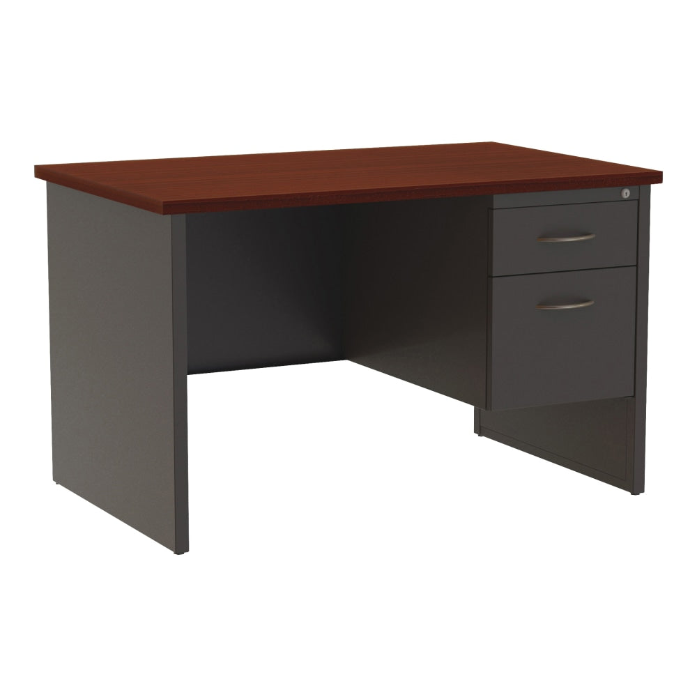 WorkPro Modular 48inW Right-Pedestal Computer Desk, Charcoal/Mahogany