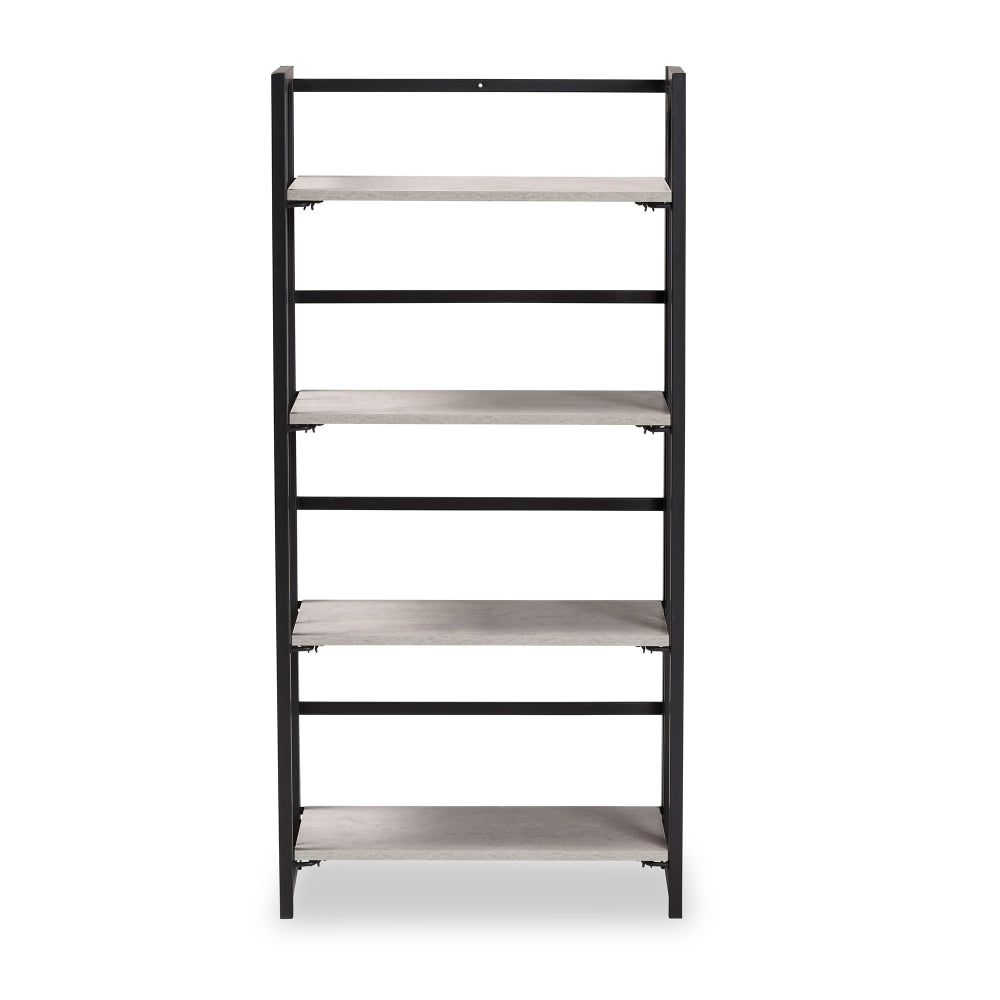 Baxton Studio Lakota 24inW Modern Industrial Display Shelf, Light Gray/Black